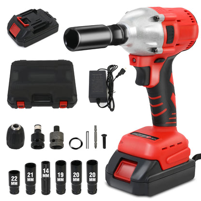 20V Cordless Electric Impact Wrench 1/2 Inch with  2 Batteries