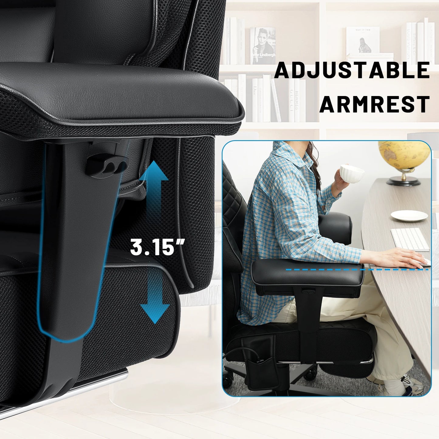 Office Chair with Foot Rest and Waist Lumber Support
