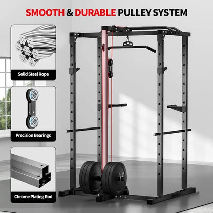 Multi-Functional Power Rack with Cable System