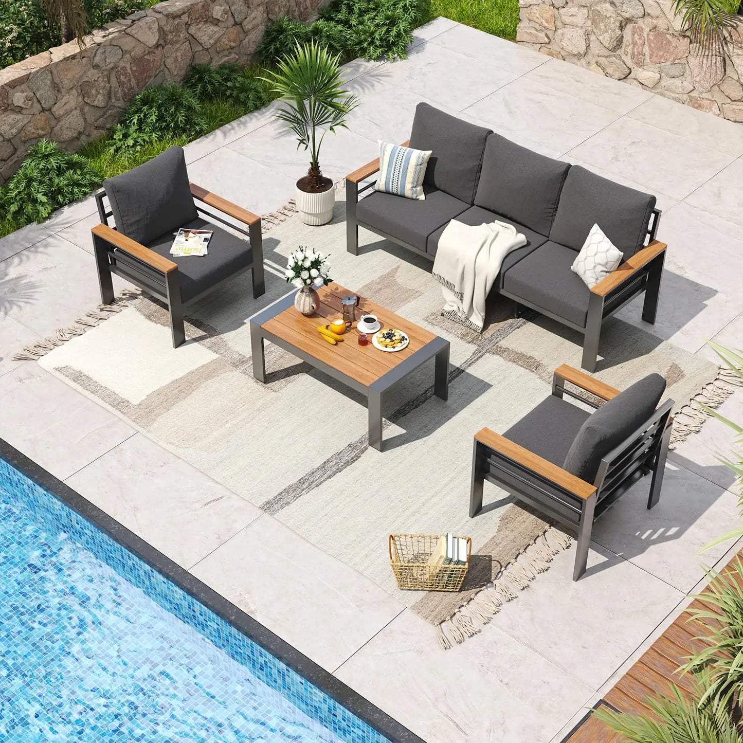Patio Furniture Set Oversized Outdoor Sectional with, Coffee Table