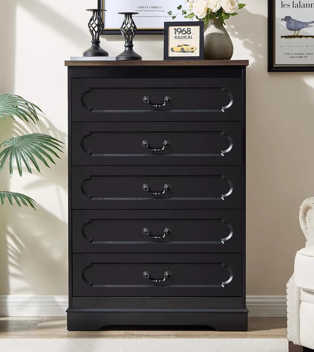 Cherry Wood Chest of Drawers, Rustic Wide Drawers