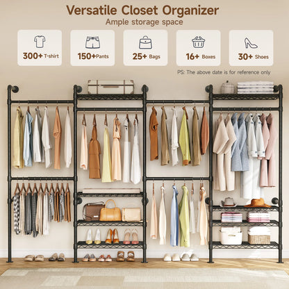 Closet Organizer System with Rods Expandable