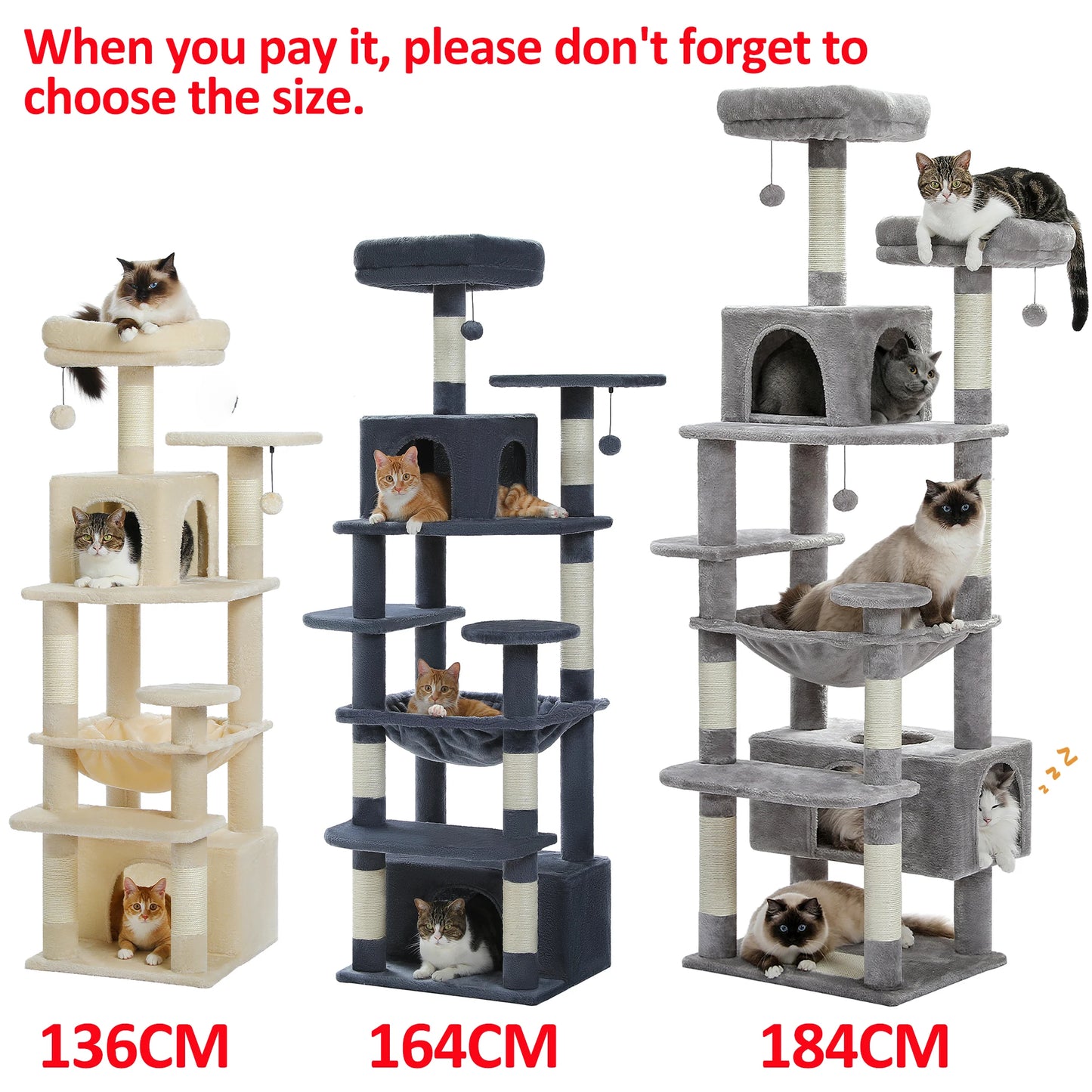Cat  Tree & Tower for Indoor Cats With Scratching Posts, Hammock, Padded Perches, and Condos