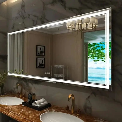 Illuminated Bathroom Mirror, Front and Backlit Lights