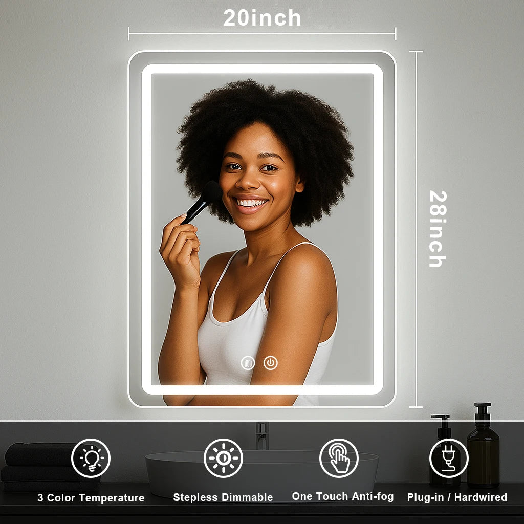 Bathroom Mirror with Backlit Lights Fog less