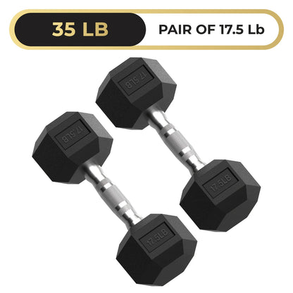 Hex Dumbbell, 10-125 Lb Rubber Encased