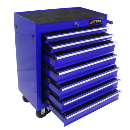 7 Drawer Rolling Tool Box with Key Lock for Garages, Workshops, Repair Shops