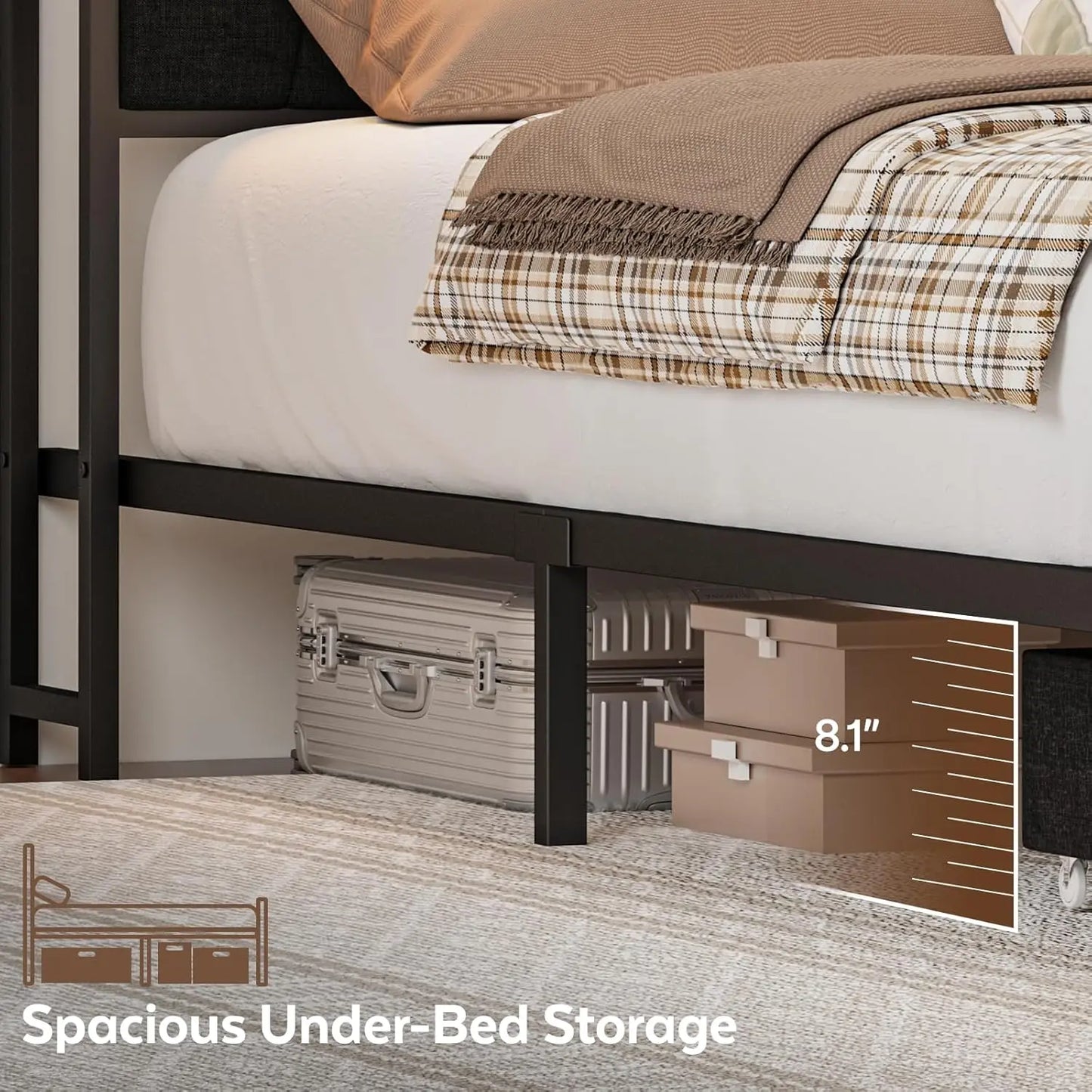 Queen Corner Bed Frame with Storage Drawers LED Lights USB Charging Station