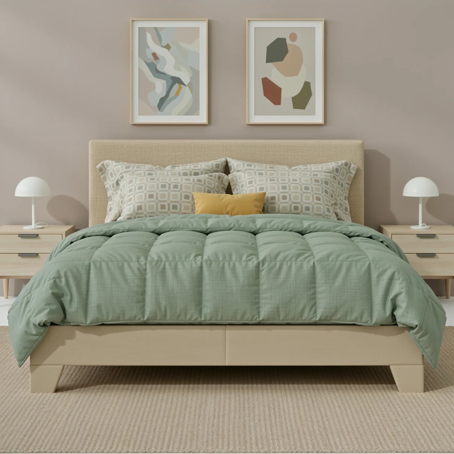 Upholstered Bed Frame with Adjustable Headboard