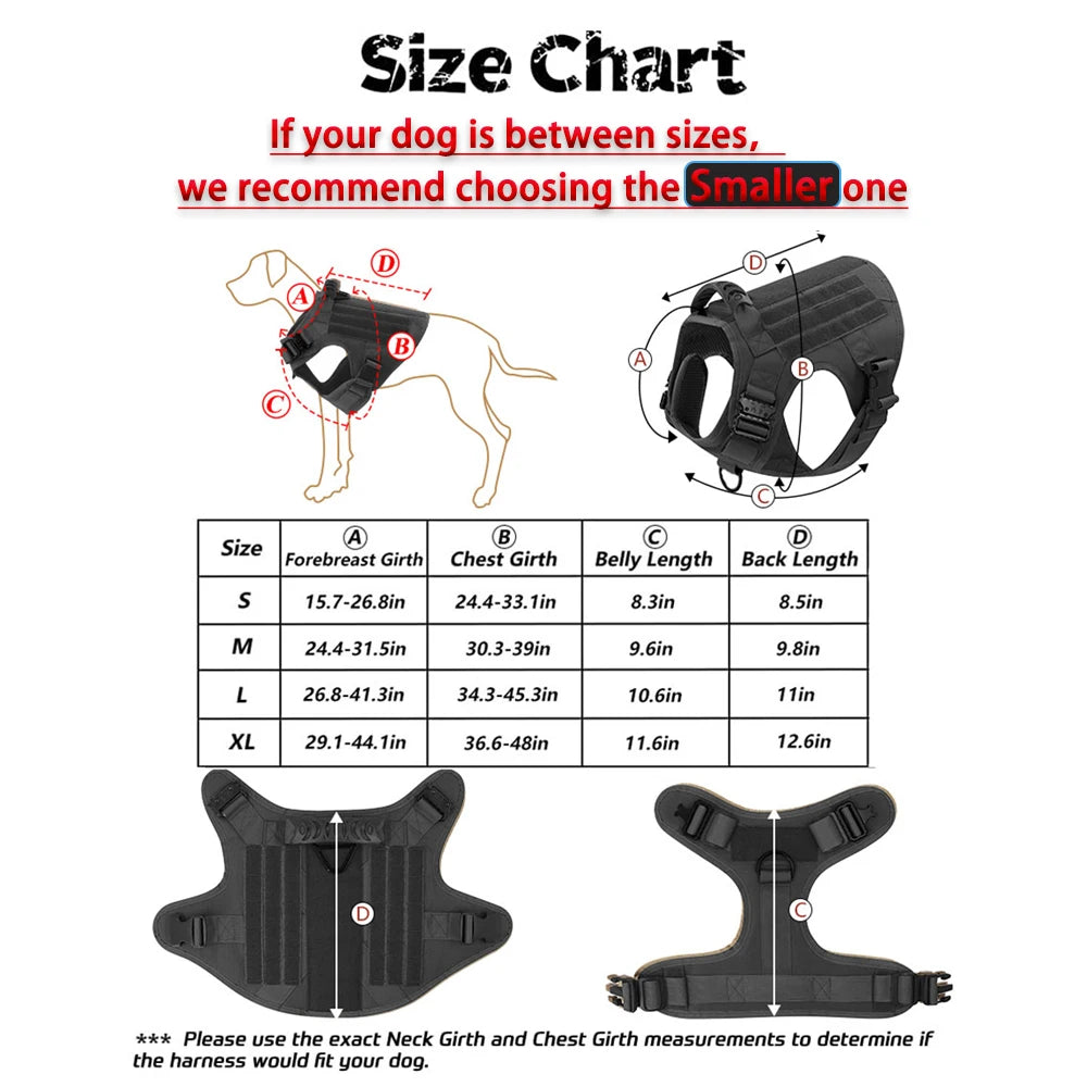 Tactical Dog Harness Leash Set for Training Walking, & Hunting