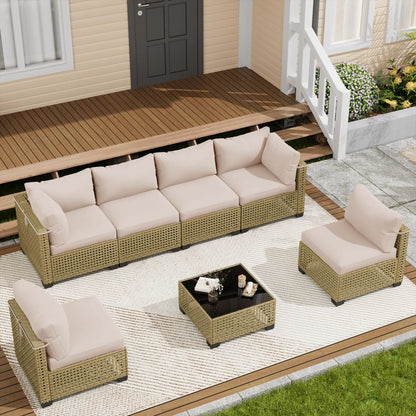Outdoor Patio Furniture Set, Sectional Sofa, Wicker Rattan Patio Furniture