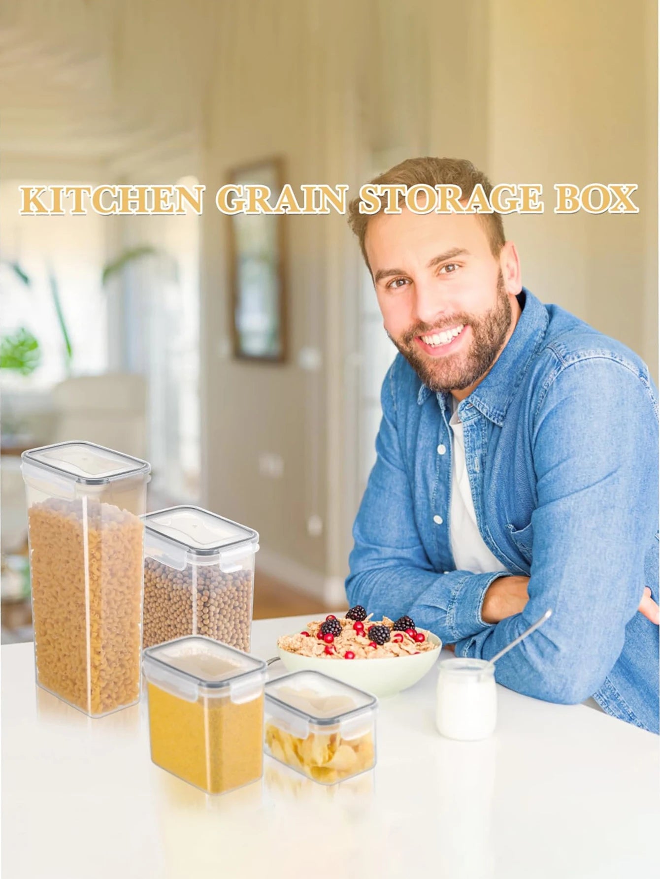 42pcs Sealed food storage containers with LIDS, grain, flour, sugar, labeled