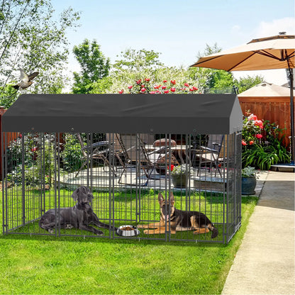 Outdoor Pet Kennel, With High Fence, & Roof