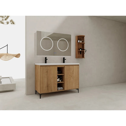 48" Freestanding Bathroom Vanity With Double Sink and Storage Rack, Soft Close Doors,Combination Cabinet(KD-Packing)