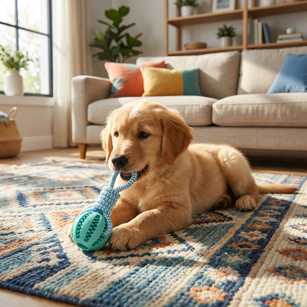 Rope & Rubber Dog Chew Ball, Treat Dispenser