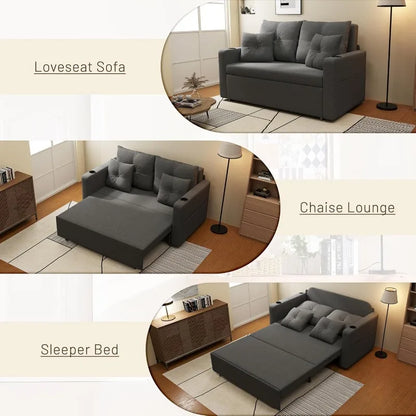 Sleeper Sofa Loveseat, Pull Out Couch with Cup Holder & USB Function