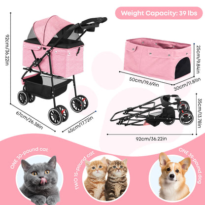 Dogs & Cats Travel Stroller  & Foldable