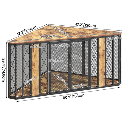Corner Dog Crate, Sturdy Wooden Cage