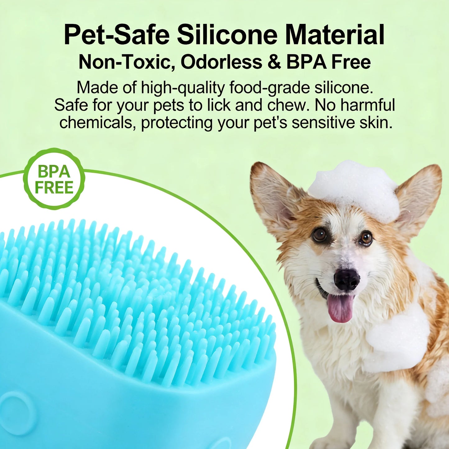 Pet Bath & Massage Brush With Shampoo Storage