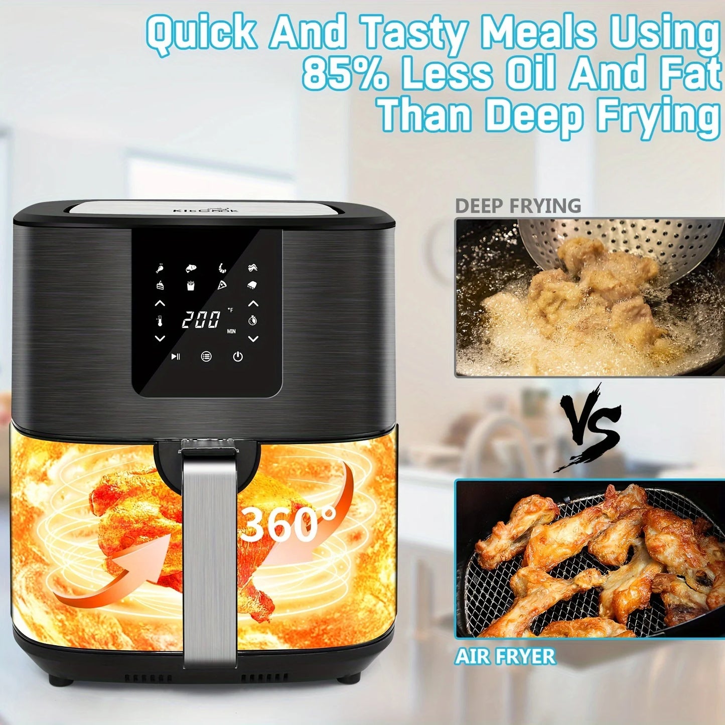 Air Fryer, Adjustable Temperature, 8 Presets