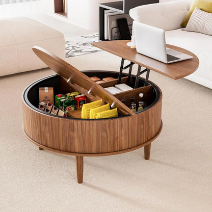 Round Lift Top Coffee Table with Storage