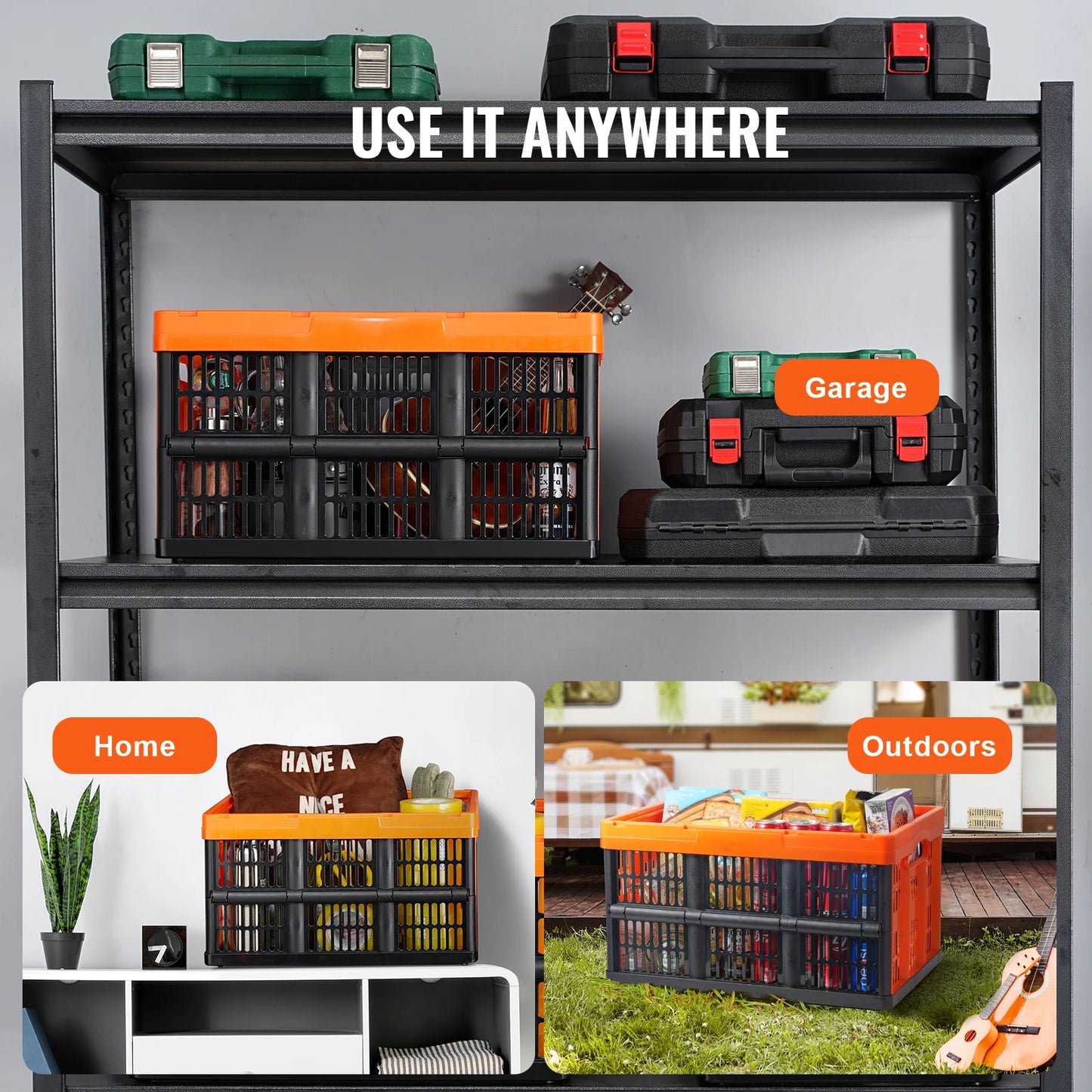Storage Basket Folding Bins with Handles