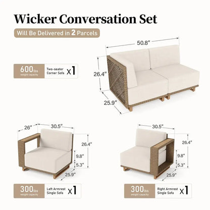 Outdoor Sectional Sofa with UltraThick Cushions, Rattan Wicker