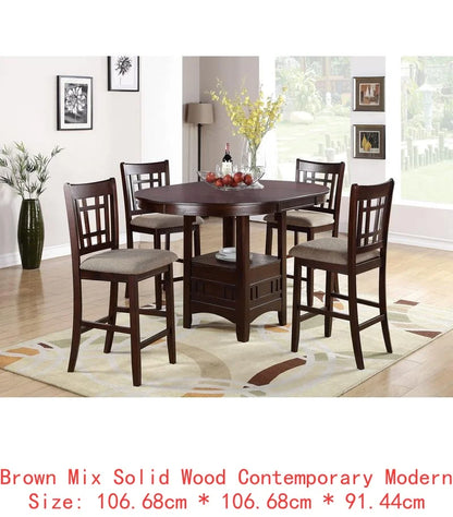 Counter Height Dining Set, Round Table with 4 Side Chairs