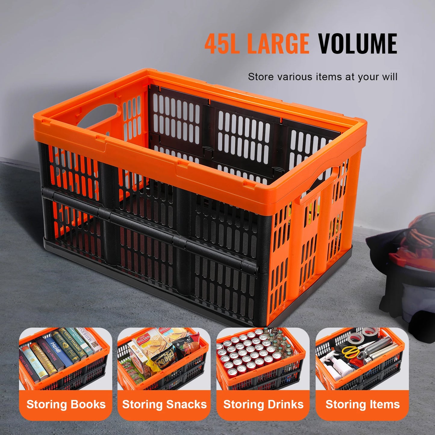 Storage Basket Folding Bins with Handles