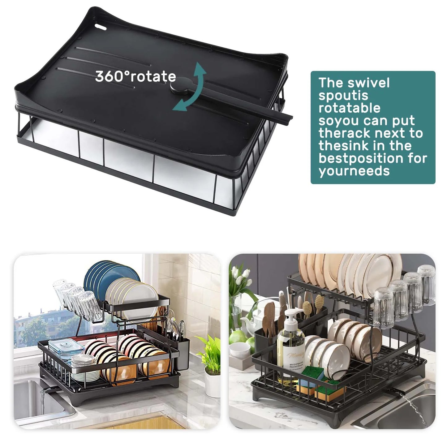 2-tier dish drying rack for countertops,