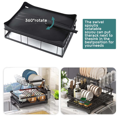 2-tier dish drying rack for countertops,