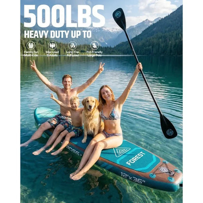 12'x36 Inflatable Paddle Board, 500lbs Extra Wide Stand Up Paddleboard for Adults with Premium SUP Accessories Kit & Backpack