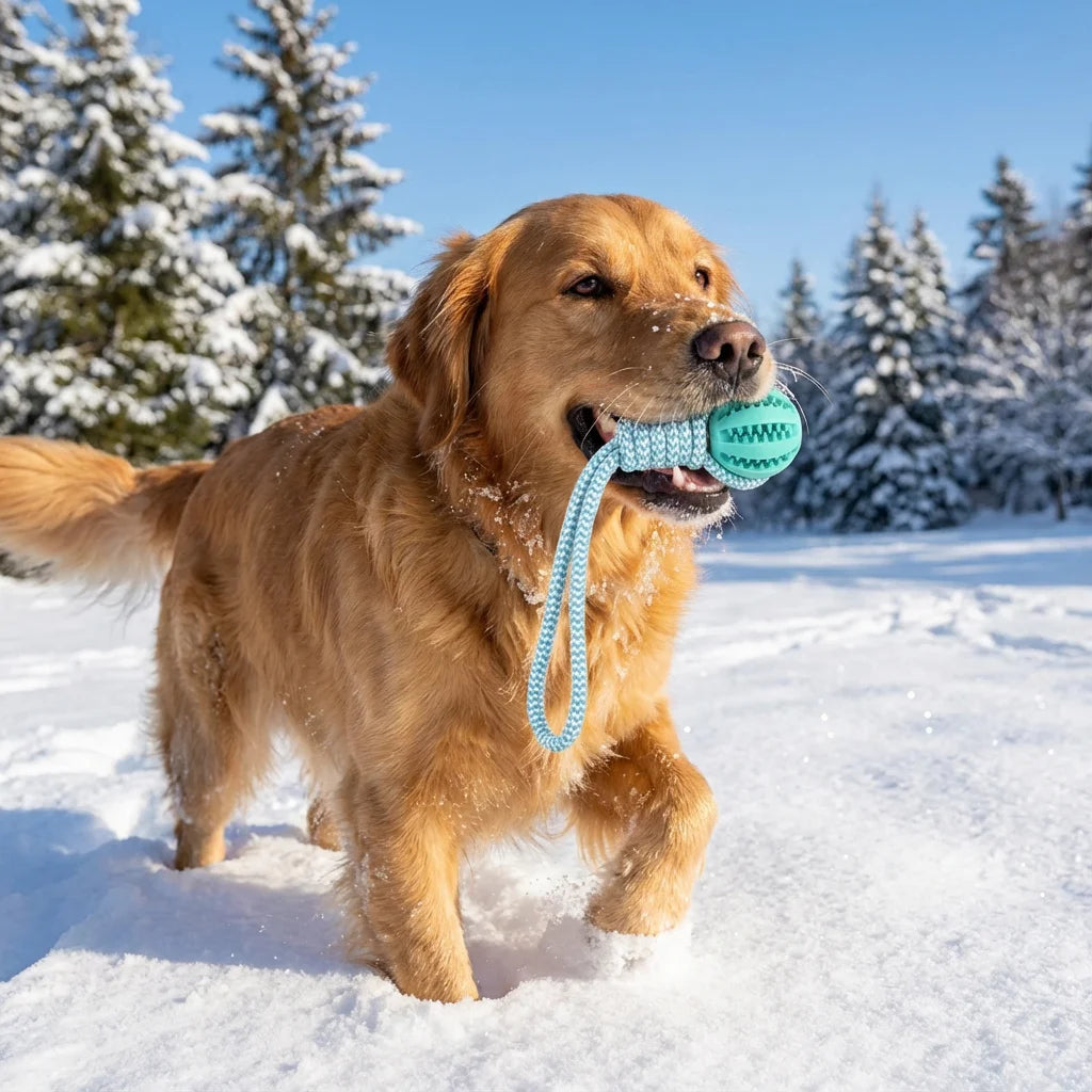Rope & Rubber Dog Chew Ball, Treat Dispenser