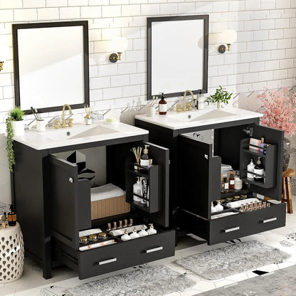 Double Sink Bathroom Vanity Solid Wood
