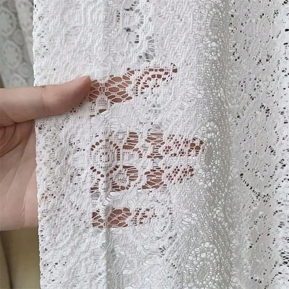Lace embroidered mesh knitted sheer curtains