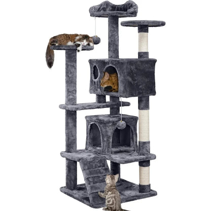 Cat Tree, Tower with Perch, Caves, Scratching Posts,Ladder, and Plush Balls