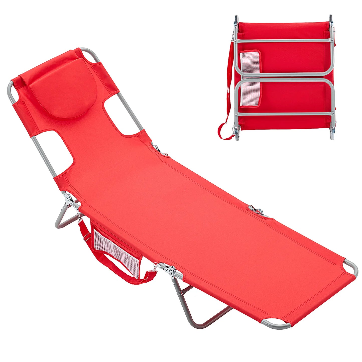 5-Position Adjustable Recline Beach Lounge Chair