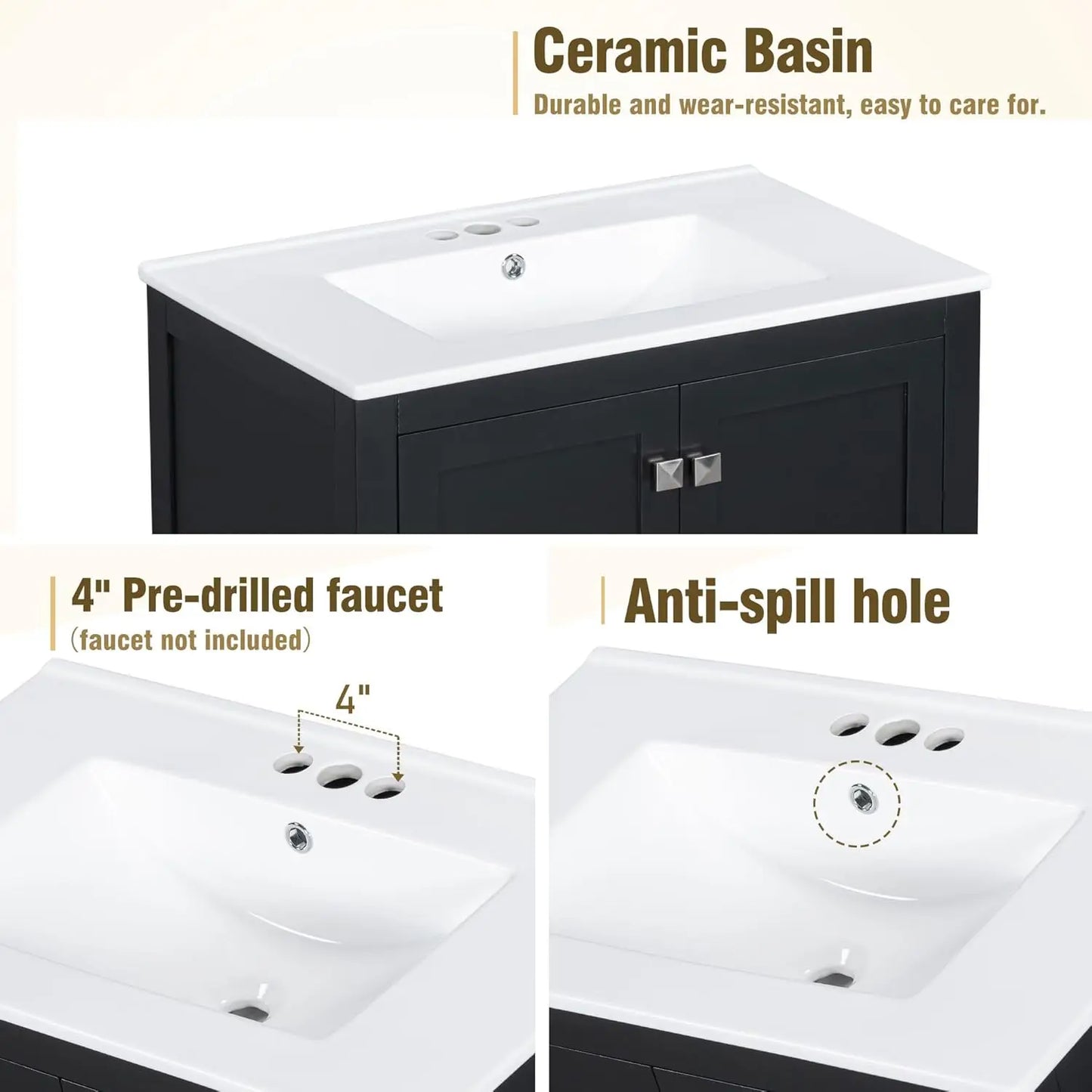 Double Sink Bathroom Vanity Solid Wood