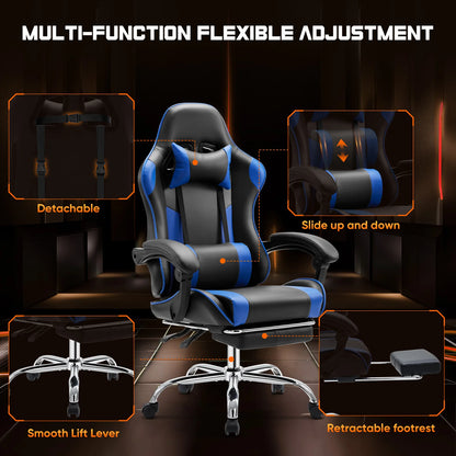 Chair Adjustable Swivel, Leather with Headrest and Lumbar Support