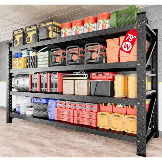 Heavy Duty Garage Shelving Units, Black Metal