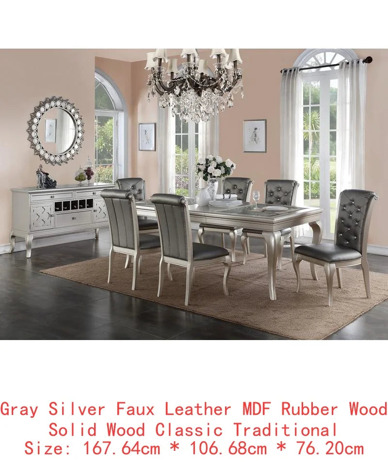 7pc Rect. Glass Dining Table Set w/ Chairs