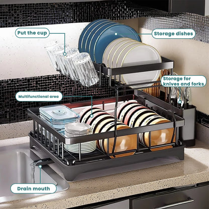 2-tier dish drying rack for countertops,