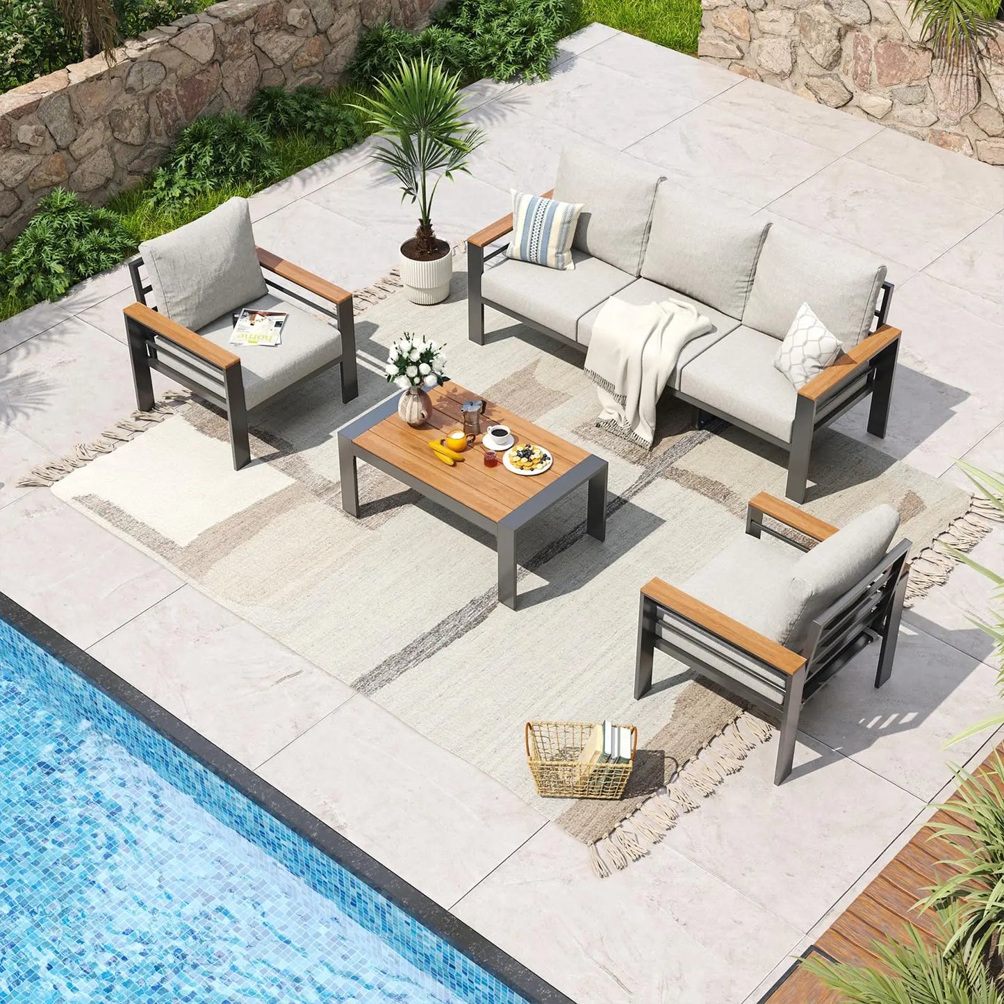Patio Furniture Set Oversized Outdoor Sectional with, Coffee Table