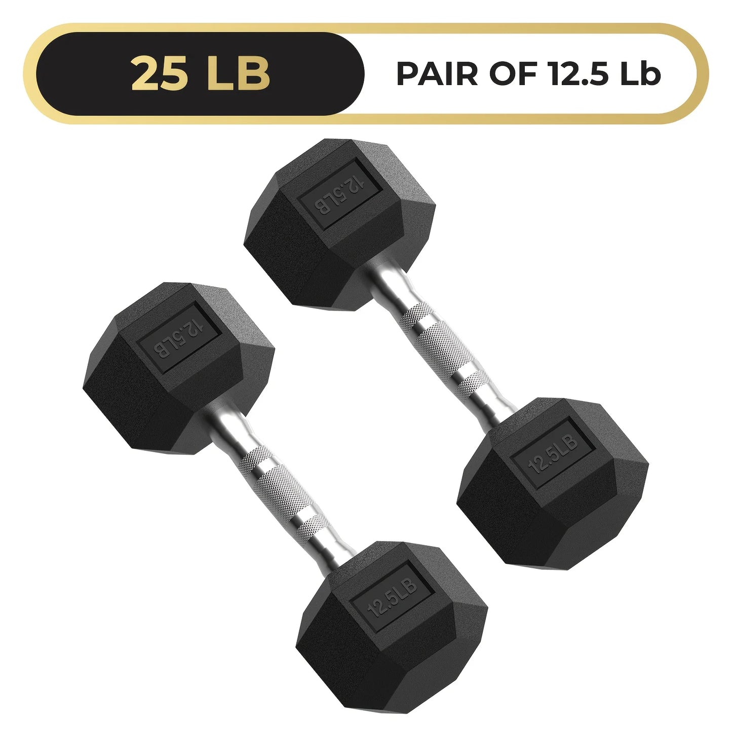 Hex Dumbbell, 10-125 Lb Rubber Encased