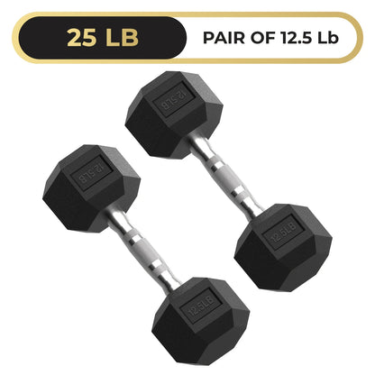 Hex Dumbbell, 10-125 Lb Rubber Encased