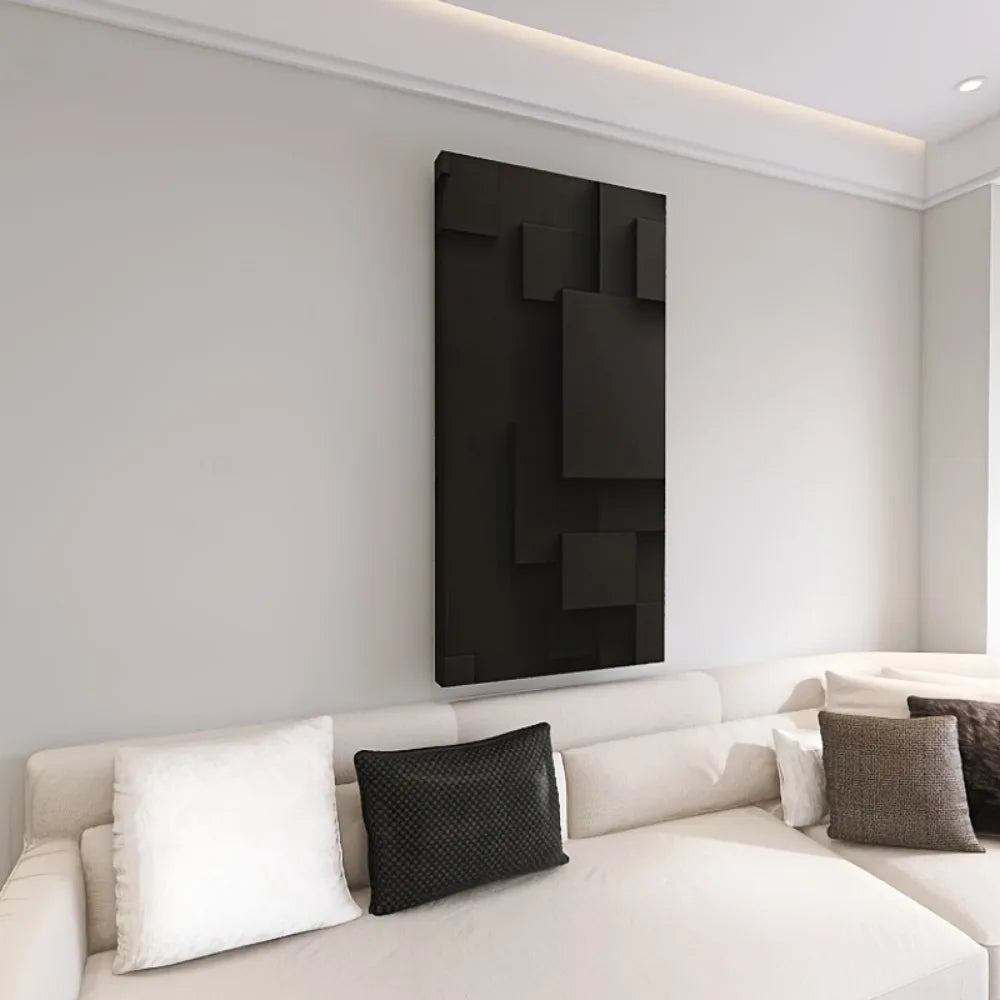 solid wood black abstract geometric mural canvas
