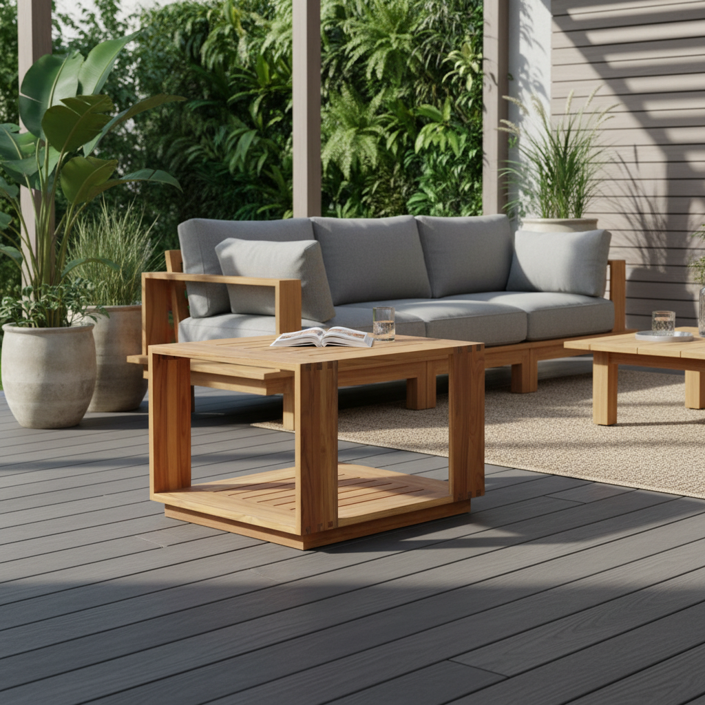 Imperial Grove Solid Teak Wood Outdoor End Table Stylish