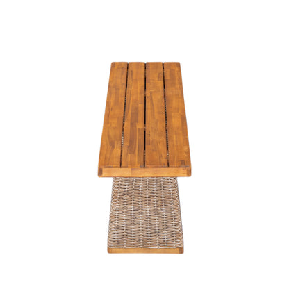 Outdoor Acacia Wood Bench Set of 2
