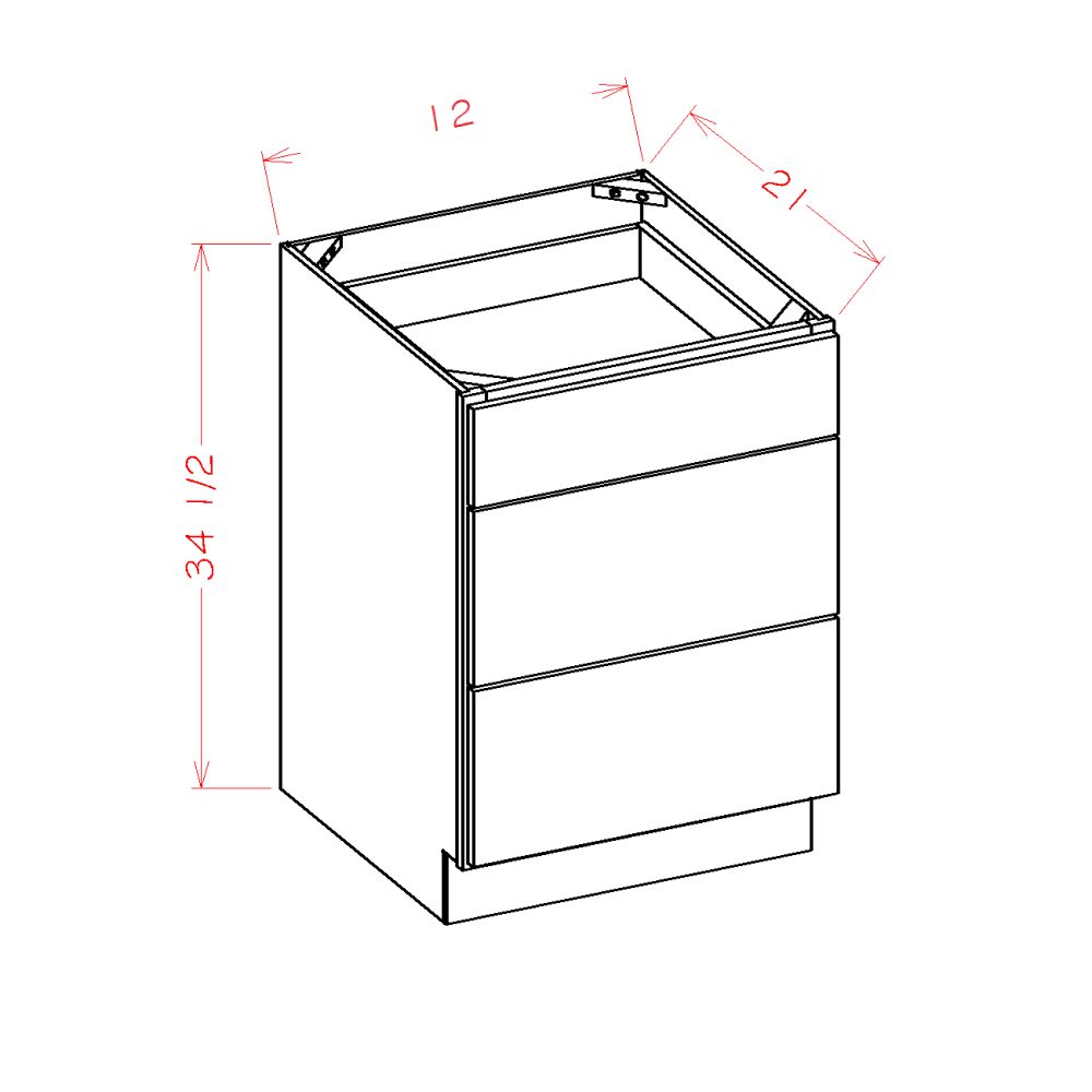 Provincial 12" Bathroom Vanity 3-Drawer Base Cabinet