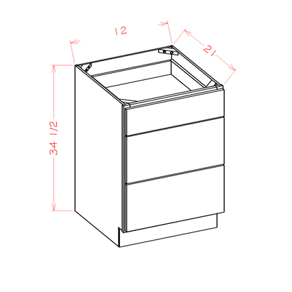 Provincial 12" Bathroom Vanity 3-Drawer Base Cabinet